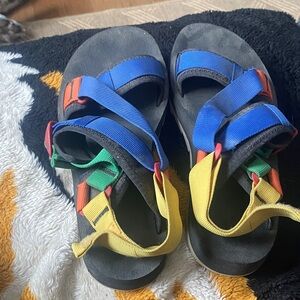 Teva women’s Sandals with Blue, Yellow, Green, and Orange Straps